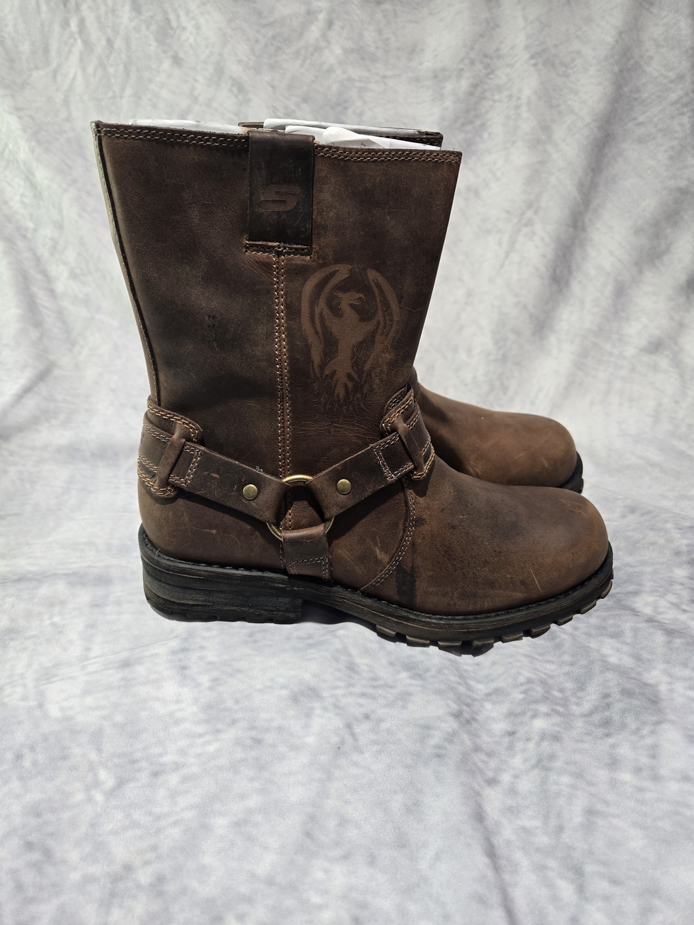 Skechers Brown Leather Motorcycle Harness Boots - Picture 2 of 7